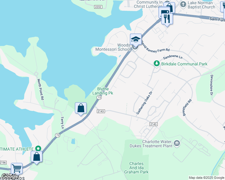 map of restaurants, bars, coffee shops, grocery stores, and more near 15826 Kelly Park Circle in Huntersville