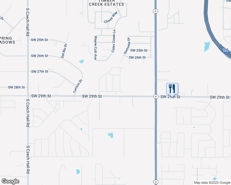 map of restaurants, bars, coffee shops, grocery stores, and more near 11550 Southwest 29th Street in Yukon