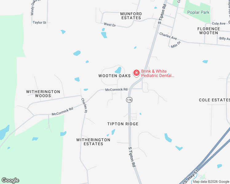 map of restaurants, bars, coffee shops, grocery stores, and more near 18 Carlyle Place in Munford