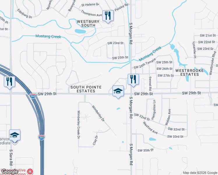 map of restaurants, bars, coffee shops, grocery stores, and more near 2829 Morgan Trace in Yukon