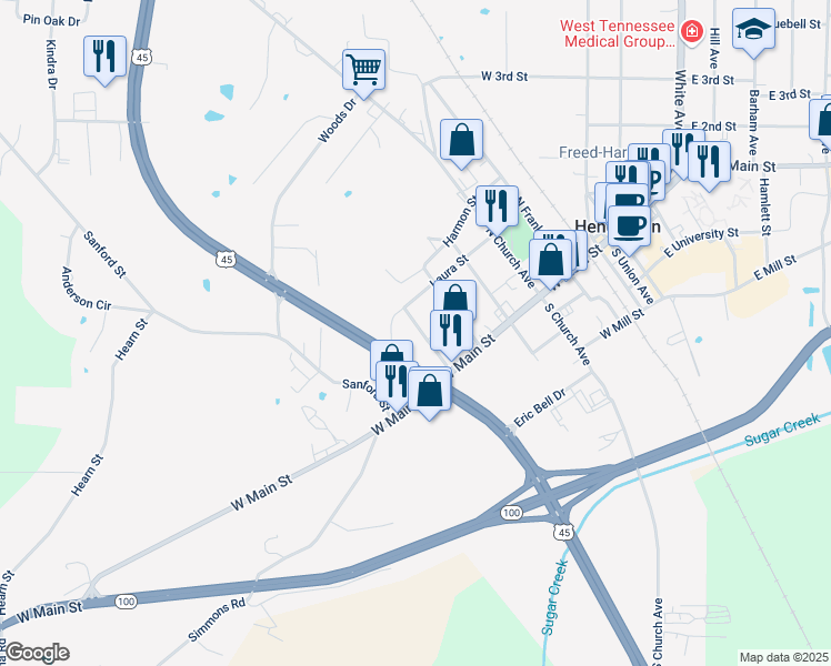 map of restaurants, bars, coffee shops, grocery stores, and more near 147 Newsome Avenue in Henderson