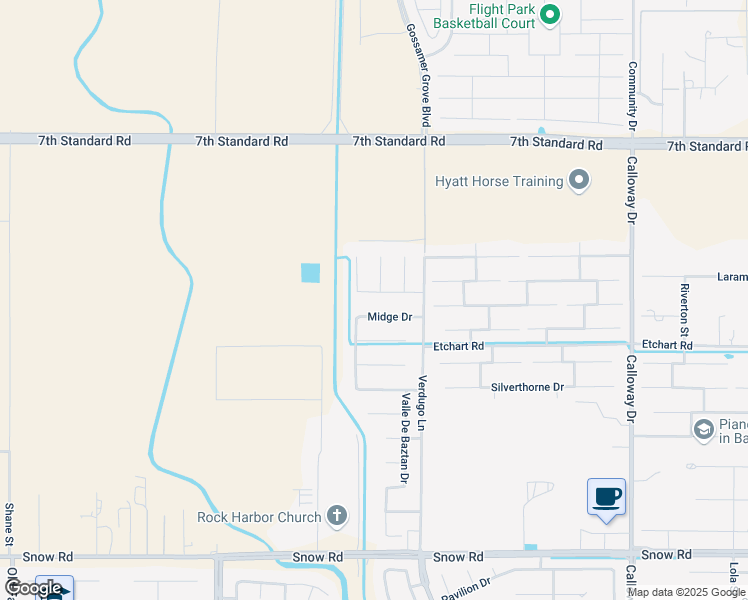 map of restaurants, bars, coffee shops, grocery stores, and more near 10703 Fisichella Lane in Bakersfield