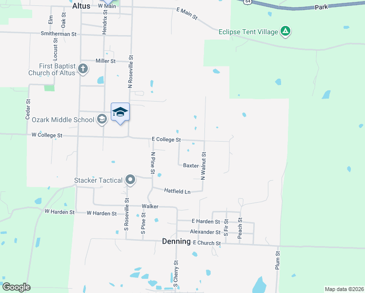 map of restaurants, bars, coffee shops, grocery stores, and more near 310 North Cherry in Altus