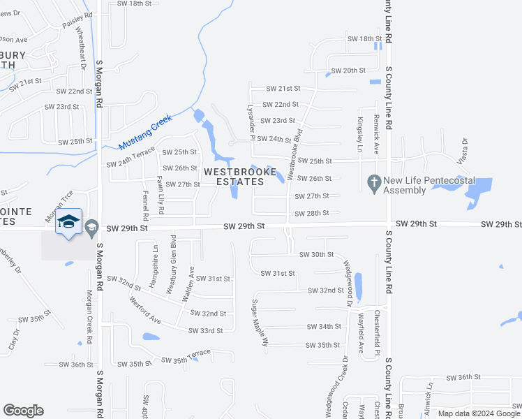 map of restaurants, bars, coffee shops, grocery stores, and more near 9321 Southwest 28th Street in Oklahoma City