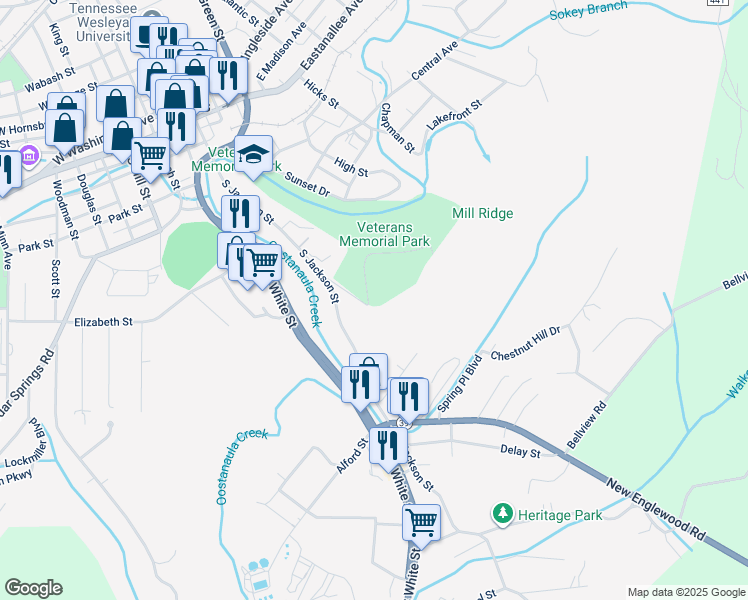 map of restaurants, bars, coffee shops, grocery stores, and more near 325 Wayne Road in Athens