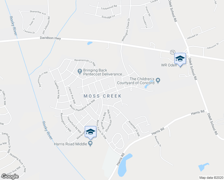 map of restaurants, bars, coffee shops, grocery stores, and more near 9541 Valencia Avenue Northwest in Concord