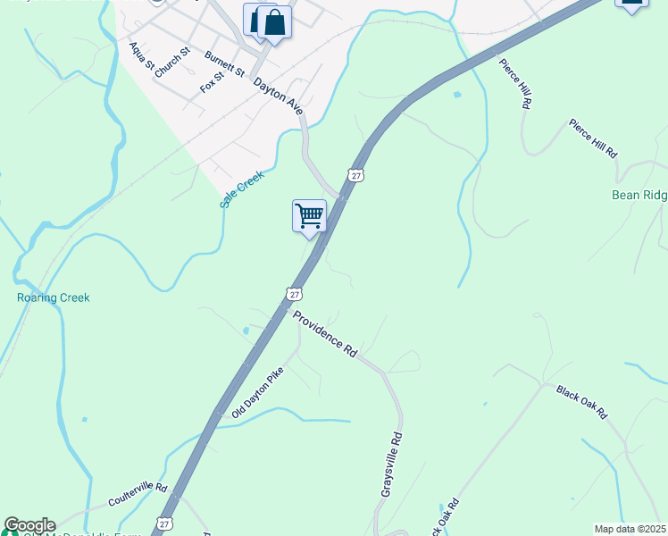 map of restaurants, bars, coffee shops, grocery stores, and more near 301 Darius McCuiston Lane in Dayton