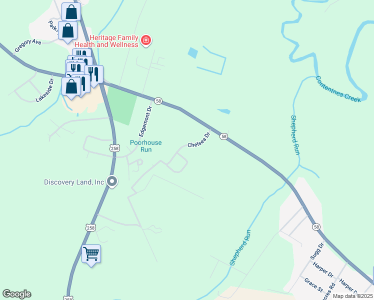 map of restaurants, bars, coffee shops, grocery stores, and more near 113 Chelsea Drive in Snow Hill