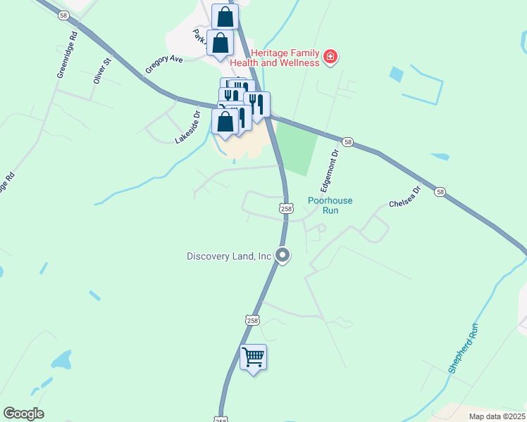 map of restaurants, bars, coffee shops, grocery stores, and more near 1005 Indianhead Circle in Snow Hill