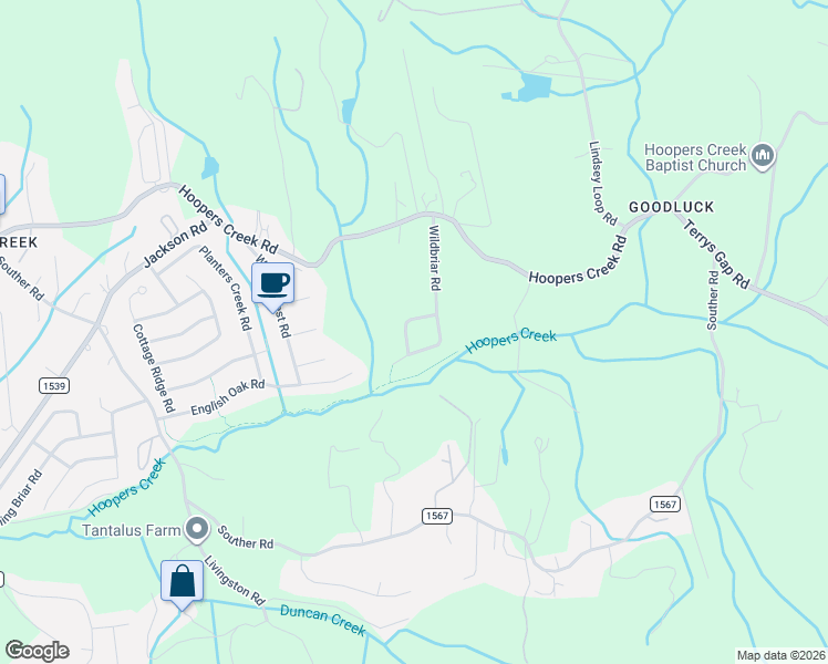 map of restaurants, bars, coffee shops, grocery stores, and more near 300 Wildbriar Road in Fletcher