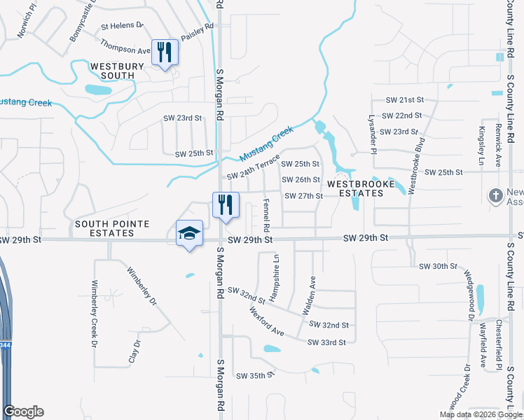 map of restaurants, bars, coffee shops, grocery stores, and more near 2908 Fennel Road in Oklahoma City