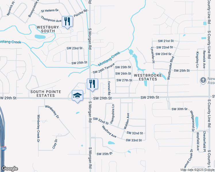 map of restaurants, bars, coffee shops, grocery stores, and more near 2908 Fennel Road in Oklahoma City
