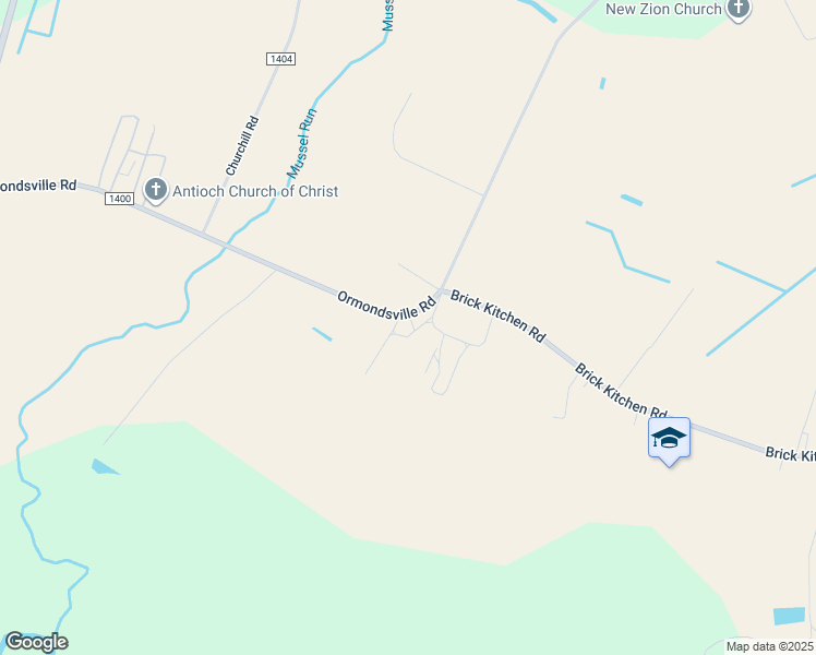 map of restaurants, bars, coffee shops, grocery stores, and more near 1070 Ormondsville Road in Hookerton