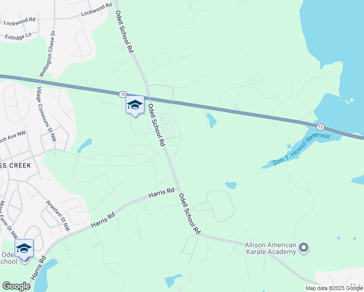 map of restaurants, bars, coffee shops, grocery stores, and more near 1760 Odell School Road in Concord