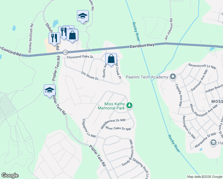 map of restaurants, bars, coffee shops, grocery stores, and more near 10814 Dry Stone Drive in Huntersville