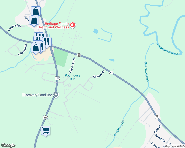 map of restaurants, bars, coffee shops, grocery stores, and more near 108 Chelsea Drive in Snow Hill