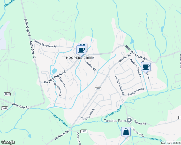 map of restaurants, bars, coffee shops, grocery stores, and more near 40 Souther Road in Fletcher