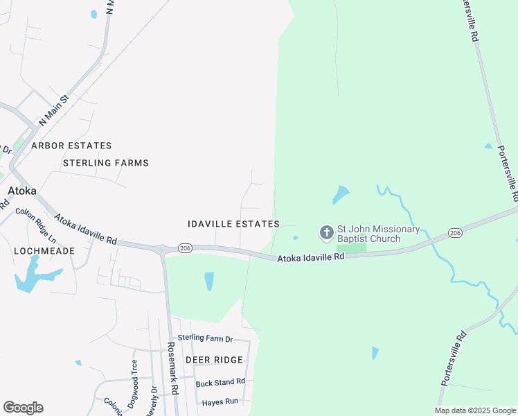 map of restaurants, bars, coffee shops, grocery stores, and more near 98 Thonda Cove in Atoka