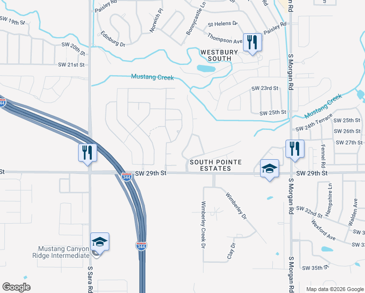 map of restaurants, bars, coffee shops, grocery stores, and more near 2720 Wyatt Way in Yukon
