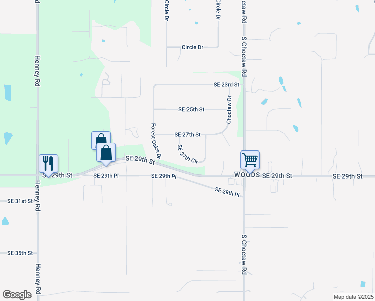 map of restaurants, bars, coffee shops, grocery stores, and more near 14620 Southeast 27th Court in Choctaw
