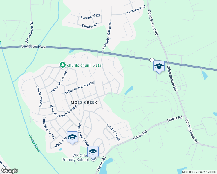 map of restaurants, bars, coffee shops, grocery stores, and more near 9529 Muir Court Northwest in Concord