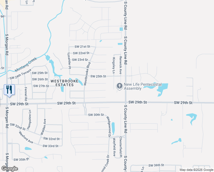 map of restaurants, bars, coffee shops, grocery stores, and more near 9100 Southwest 26th Street in Oklahoma City