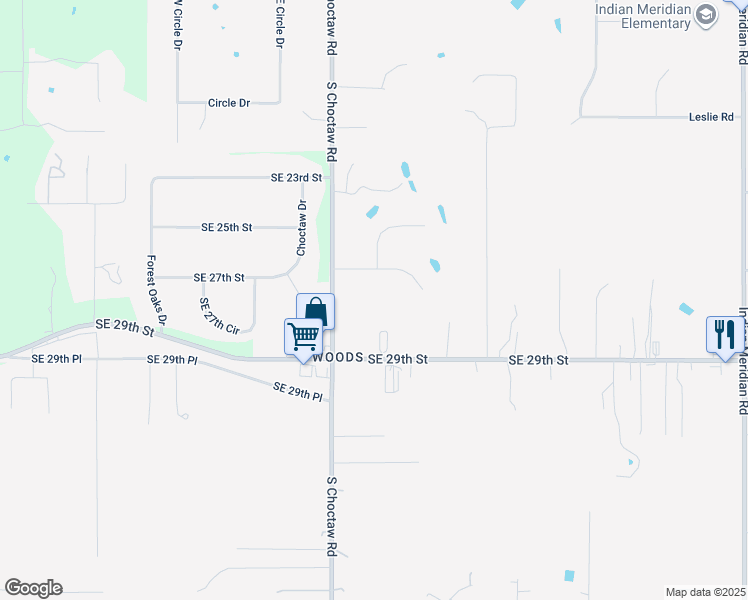 map of restaurants, bars, coffee shops, grocery stores, and more near 2764 South Choctaw Road in Choctaw