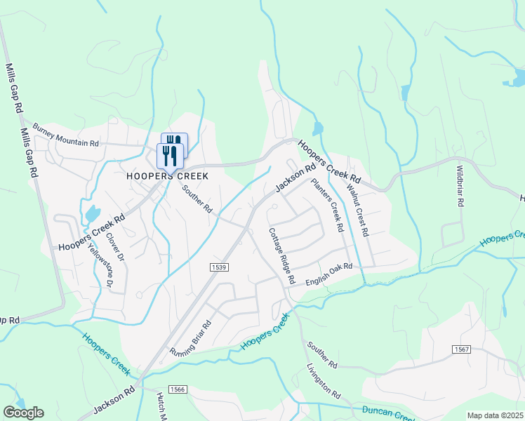 map of restaurants, bars, coffee shops, grocery stores, and more near 44 Cottage Ridge Road in Fletcher