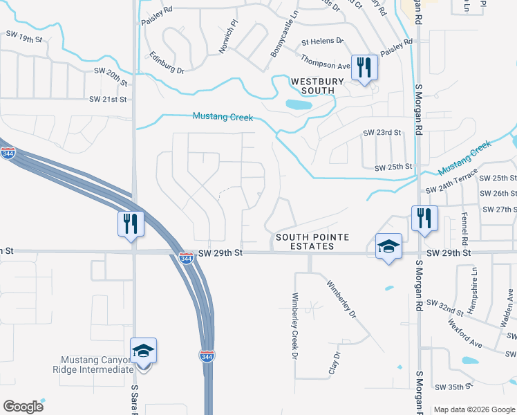 map of restaurants, bars, coffee shops, grocery stores, and more near 2724 Busheywood Drive in Yukon