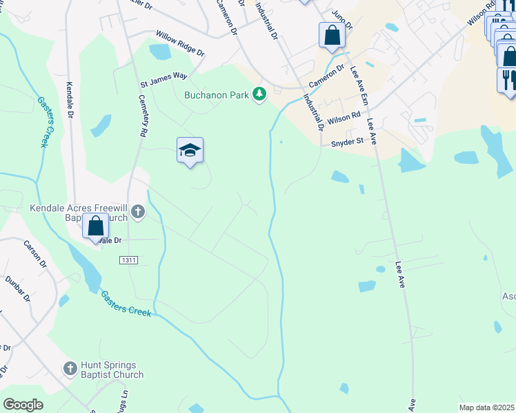 map of restaurants, bars, coffee shops, grocery stores, and more near 1506 Rollins Store Road in Sanford