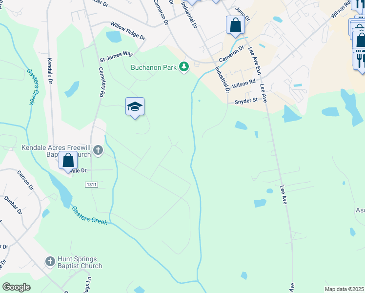 map of restaurants, bars, coffee shops, grocery stores, and more near 1506 Rollins Store Road in Sanford