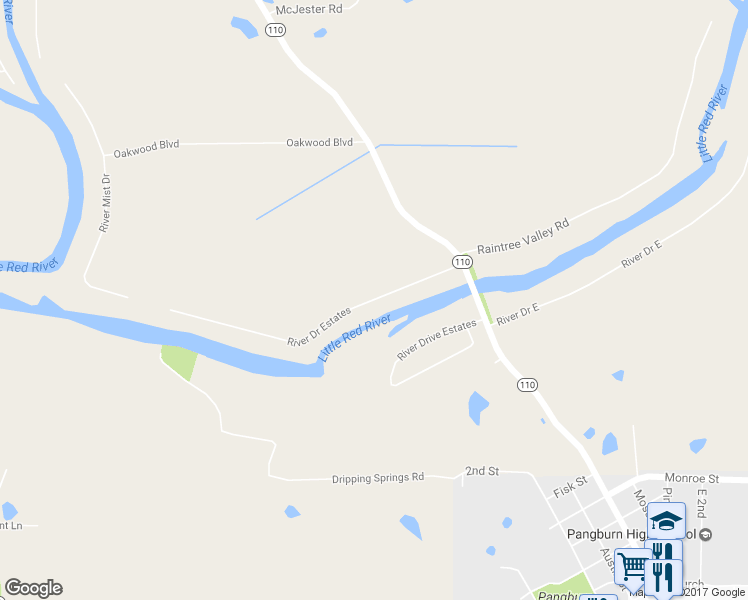 map of restaurants, bars, coffee shops, grocery stores, and more near 309 River Drive Estates in Pangburn