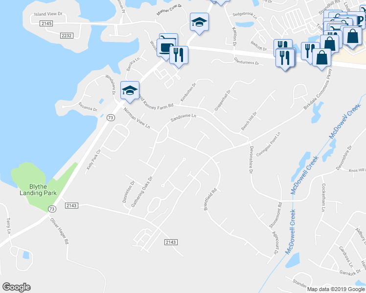 map of restaurants, bars, coffee shops, grocery stores, and more near 8410 Brentfield Rd in Huntersville