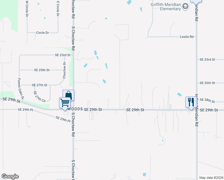 map of restaurants, bars, coffee shops, grocery stores, and more near 15210 Scottsdale Lane in Choctaw
