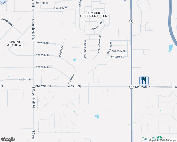 map of restaurants, bars, coffee shops, grocery stores, and more near 2804 Tucson Drive in Yukon