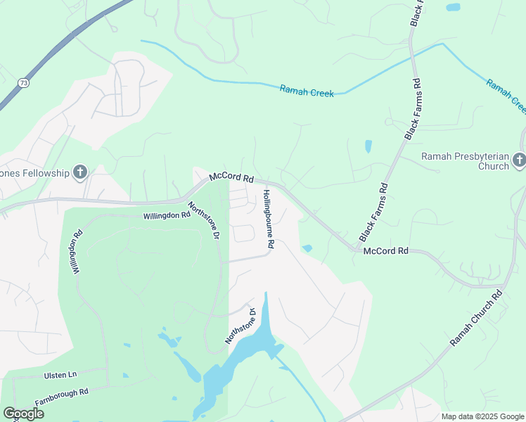 map of restaurants, bars, coffee shops, grocery stores, and more near 16119 Hollingbourne Road in Huntersville