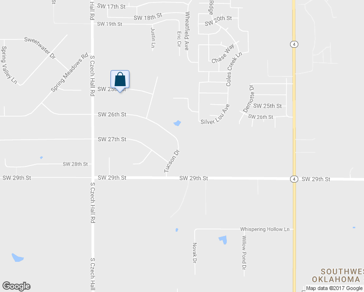map of restaurants, bars, coffee shops, grocery stores, and more near 2804 Tucson Drive in Yukon