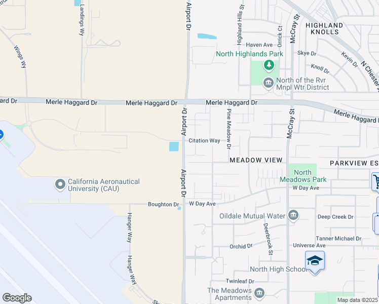 map of restaurants, bars, coffee shops, grocery stores, and more near 3423 Rustic Meadow Court in Bakersfield