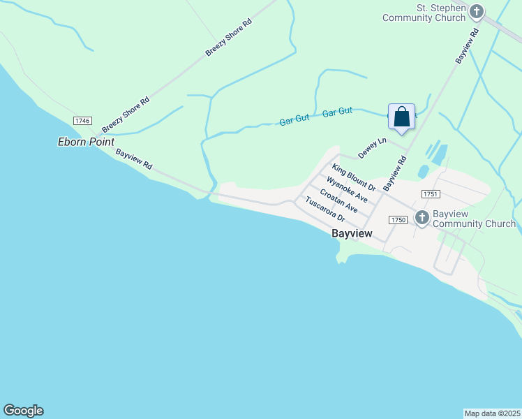 map of restaurants, bars, coffee shops, grocery stores, and more near 1263 Bayview Road in Bath