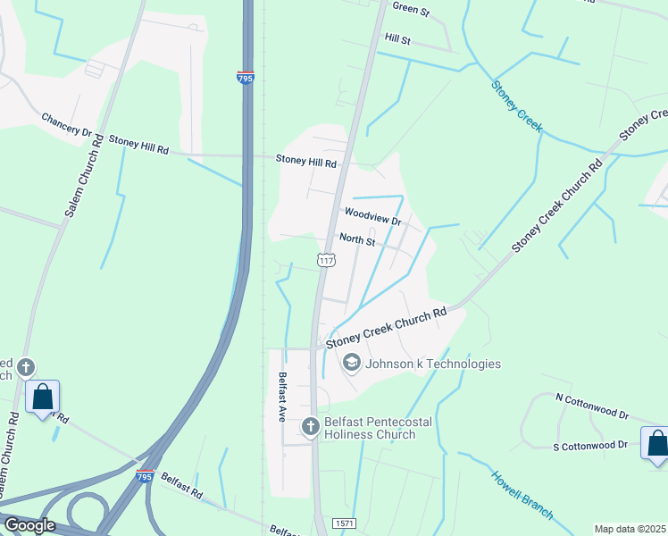 map of restaurants, bars, coffee shops, grocery stores, and more near 3282 U.S. 117 in Goldsboro