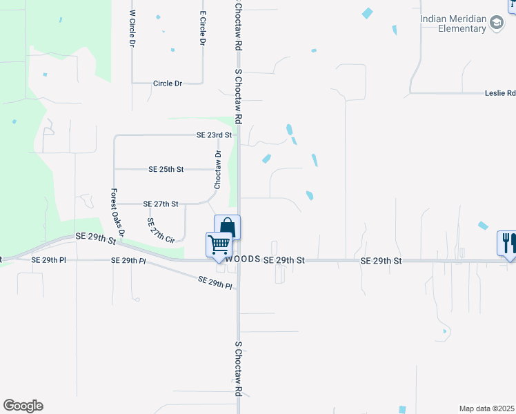 map of restaurants, bars, coffee shops, grocery stores, and more near 2764 South Choctaw Road in Choctaw