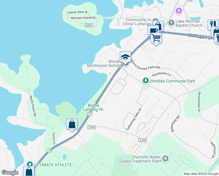 map of restaurants, bars, coffee shops, grocery stores, and more near 15927 Kelly Park Circle in Huntersville