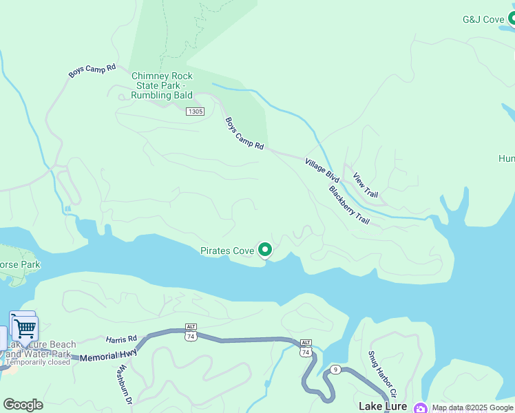 map of restaurants, bars, coffee shops, grocery stores, and more near 140 Lurewoods Forest Road in Lake Lure