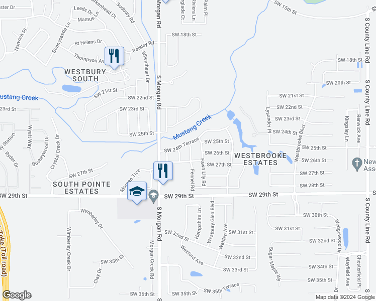 map of restaurants, bars, coffee shops, grocery stores, and more near 2601 Fennel Road in Oklahoma City