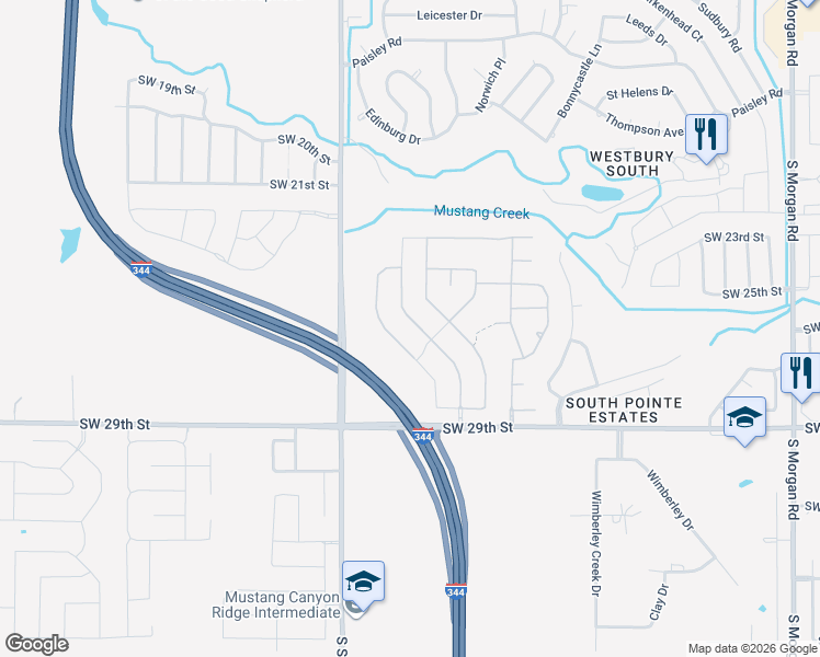 map of restaurants, bars, coffee shops, grocery stores, and more near 10608 Northwest 38th Street in Yukon