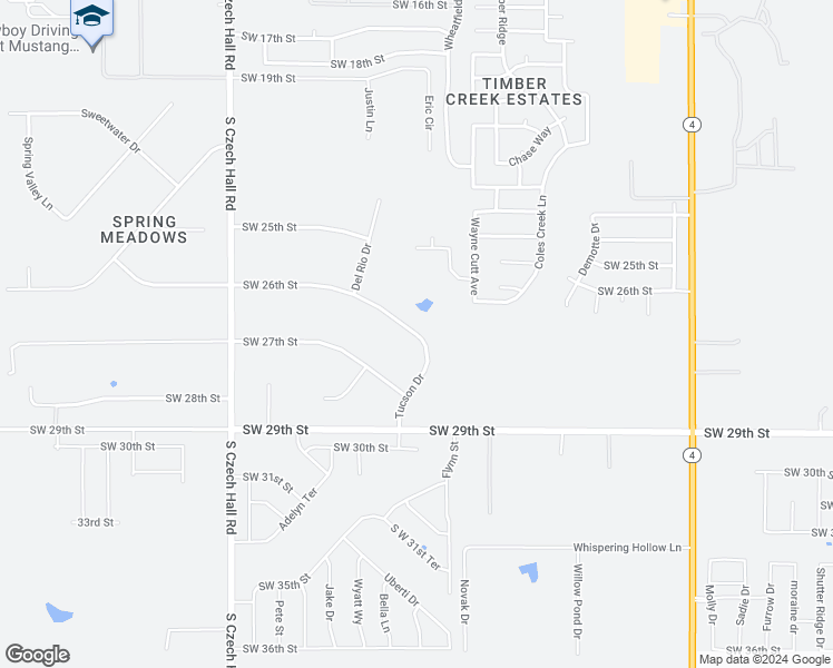 map of restaurants, bars, coffee shops, grocery stores, and more near 11709 Southwest 26th Street in Yukon