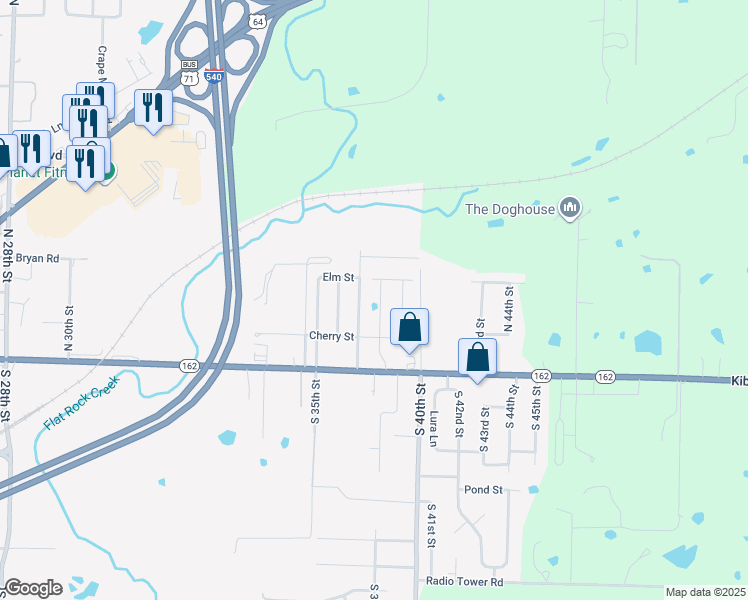 map of restaurants, bars, coffee shops, grocery stores, and more near 207 North 38th Street in Van Buren