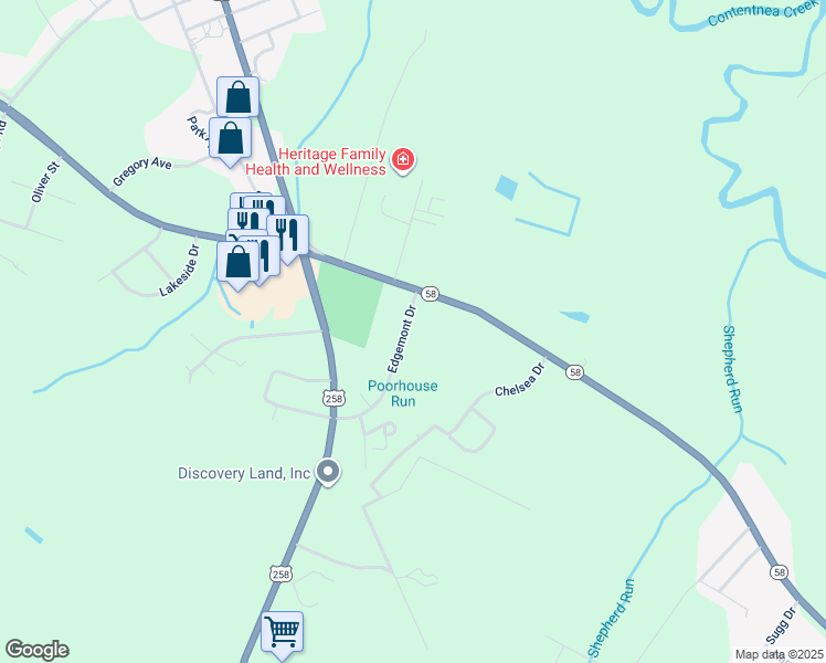 map of restaurants, bars, coffee shops, grocery stores, and more near 104 Edgemont Drive in Snow Hill
