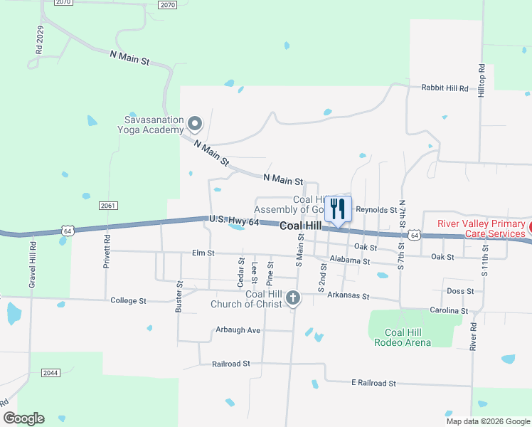 map of restaurants, bars, coffee shops, grocery stores, and more near 101-399 Harmon Road in Coal Hill