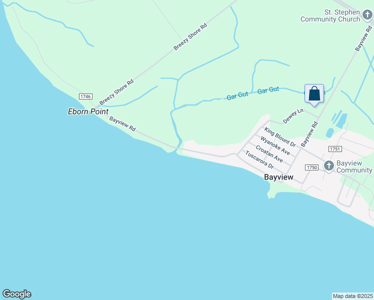 map of restaurants, bars, coffee shops, grocery stores, and more near State Road 1746 in Beaufort County